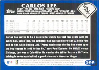 2003 Topps #599 Carlos Lee Back