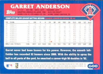2003 Topps #600 Garret Anderson Back