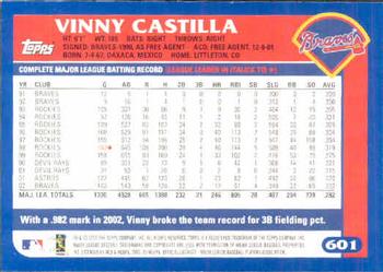 2003 Topps #601 Vinny Castilla Back