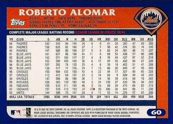 2003 Topps #60 Roberto Alomar Back