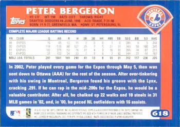 2003 Topps #618 Peter Bergeron Back