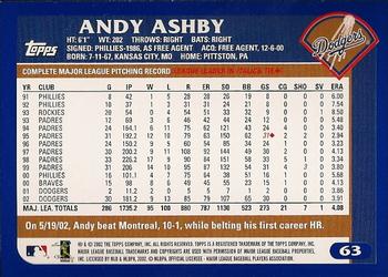 2003 Topps #63 Andy Ashby Back