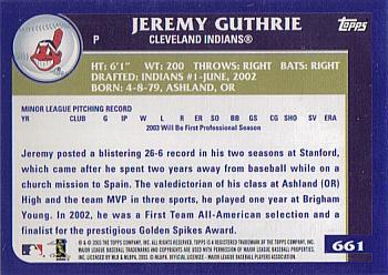 2003 Topps #661 Jeremy Guthrie Back