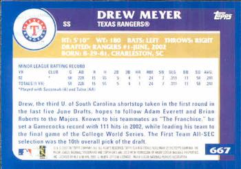 2003 Topps #667 Drew Meyer Back