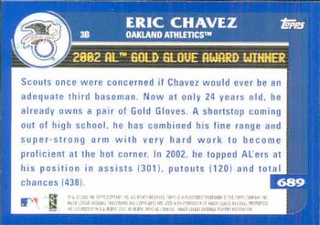 2003 Topps #689 Eric Chavez Back