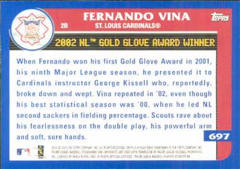 2003 Topps #697 Fernando Vina Back