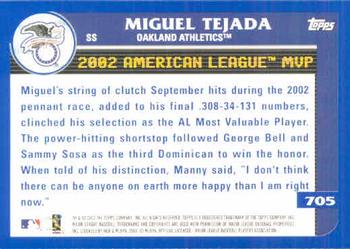 2003 Topps #705 Miguel Tejada Back