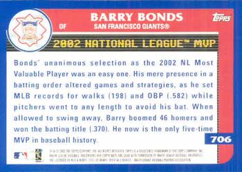 2003 Topps #706 Barry Bonds Back