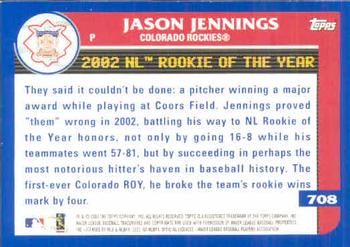 2003 Topps #708 Jason Jennings Back