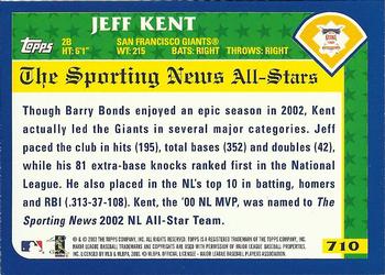 2003 Topps #710 Jeff Kent Back