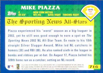 2003 Topps #716 Mike Piazza Back