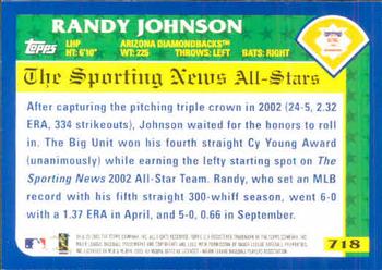 2003 Topps #718 Randy Johnson Back