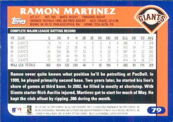 2003 Topps #79 Ramon Martinez Back