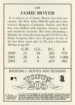 2003 Topps 205 #216 Jamie Moyer Back
