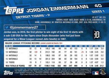 2017 Topps - Limited Edition #40 Jordan Zimmermann Back