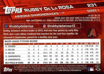 2017 Topps - Limited Edition #231 Rubby De La Rosa Back