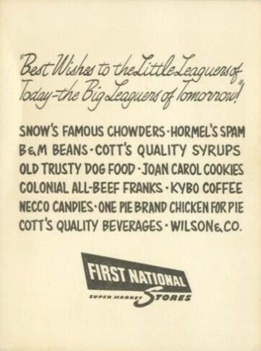 1953 First National Supermarket Boston Red Sox #NNO Bill Goodman Back