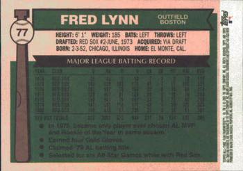 2003 Topps All-Time Fan Favorites #77 Fred Lynn Back