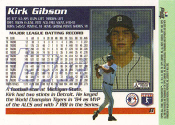 2003 Topps All-Time Fan Favorites #8 Kirk Gibson Back
