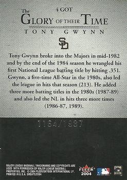 2004 Fleer Greats of the Game - Glory of Their Time #4 GOT Tony Gwynn Back