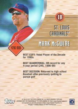 2017 Bowman's Best - 1997 Best Cuts #97BC-MM Mark McGwire Back