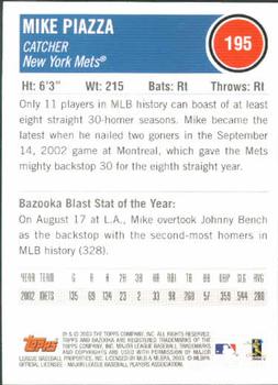 2003 Bazooka #195 Mike Piazza Back