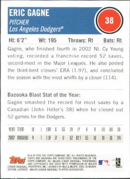 2003 Bazooka #38 Eric Gagne Back