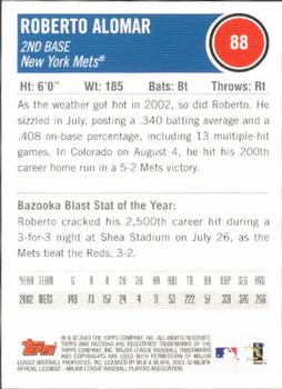 2003 Bazooka #88 Roberto Alomar Back