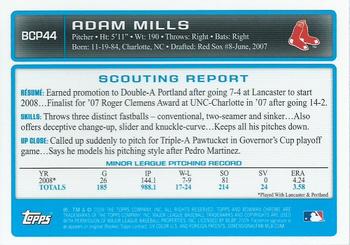 2009 Bowman - Chrome Prospects #BCP44 Adam Mills Back