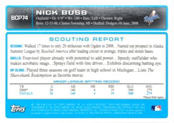 2009 Bowman - Chrome Prospects #BCP74 Nick Buss Back