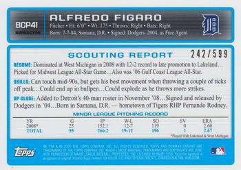 2009 Bowman - Chrome Prospects Refractors #BCP41 Alfredo Figaro Back