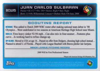 2009 Bowman - Chrome WBC Prospects #BCW15 Juan Carlos Sulbaran Back