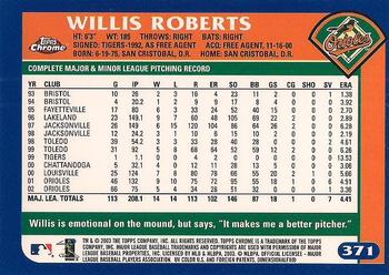 2003 Topps Chrome #371 Willis Roberts Back