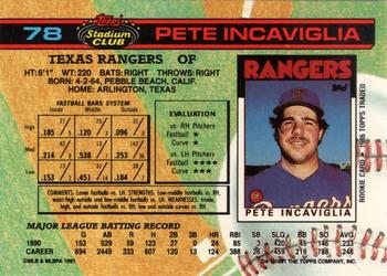 1991 Stadium Club #78 Pete Incaviglia Back