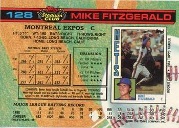1991 Stadium Club #128 Mike Fitzgerald Back
