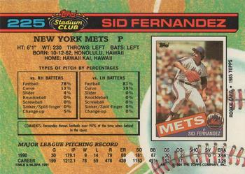 1991 Stadium Club #225 Sid Fernandez Back
