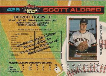 1991 Stadium Club #429 Scott Aldred Back