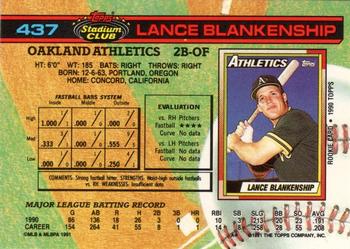 1991 Stadium Club #437 Lance Blankenship Back