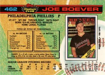 1991 Stadium Club #462 Joe Boever Back