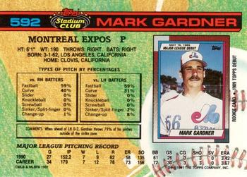 1991 Stadium Club #592 Mark Gardner Back