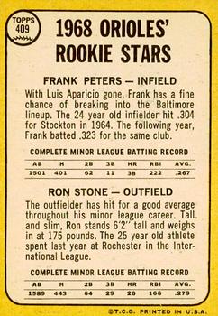 2017 Topps Heritage - 50th Anniversary Buybacks #409 Orioles 1968 Rookie Stars (Frank Peters / Ron Stone) Back