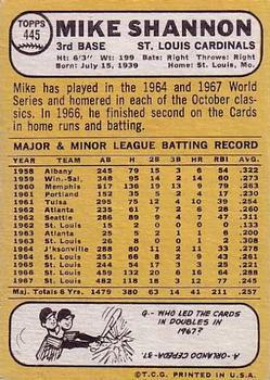 2017 Topps Heritage - 50th Anniversary Buybacks #445 Mike Shannon Back