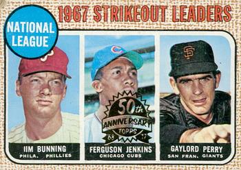 2017 Topps Heritage - 50th Anniversary Buybacks #11 National League 1967 Strikeout Leaders (Jim Bunning / Ferguson Jenkins / Gaylord Perry) Front