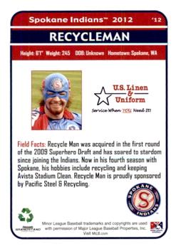 2012 Grandstand Spokane Indians #NNO Recycle Man Back