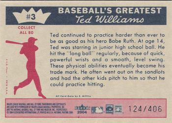 2004 Fleer National Pastime - 1959 Ted Williams Reprint #3 Ted Williams Back