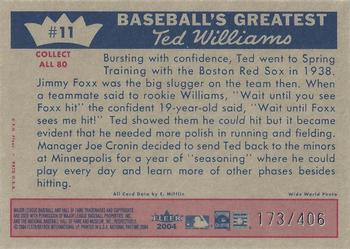 2004 Fleer National Pastime - 1959 Ted Williams Reprint #11 Ted Williams Back