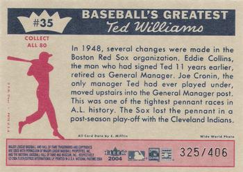 2004 Fleer National Pastime - 1959 Ted Williams Reprint #33 Ted Williams Back
