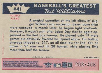 2004 Fleer National Pastime - 1959 Ted Williams Reprint #41 Ted Williams Back