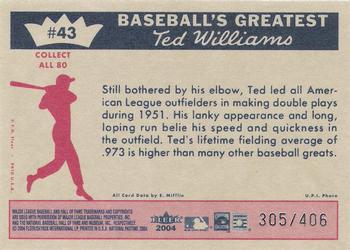 2004 Fleer National Pastime - 1959 Ted Williams Reprint #43 Ted Williams Back
