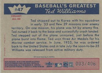 2004 Fleer National Pastime - 1959 Ted Williams Reprint #47 Ted Williams Back